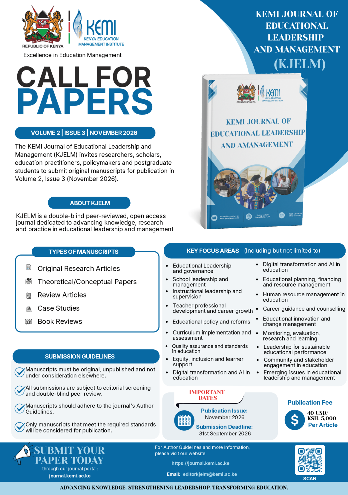 KJELM Call for Papers - Volume 2, Issue 3, November 2026
